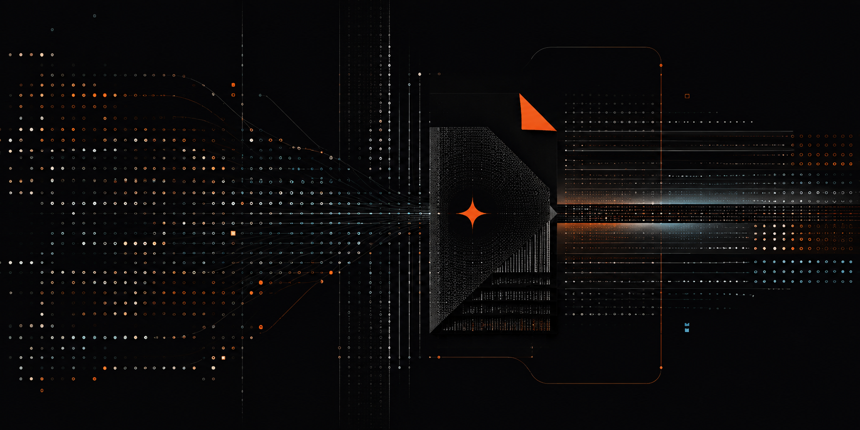 Abstract AI signals converging into a structured editorial edition