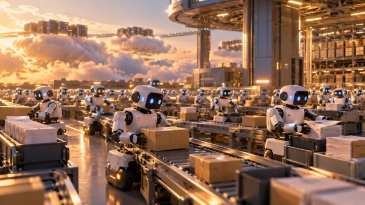 Physical scene representing fast parallel AI subagents and cloud-scale technical work.