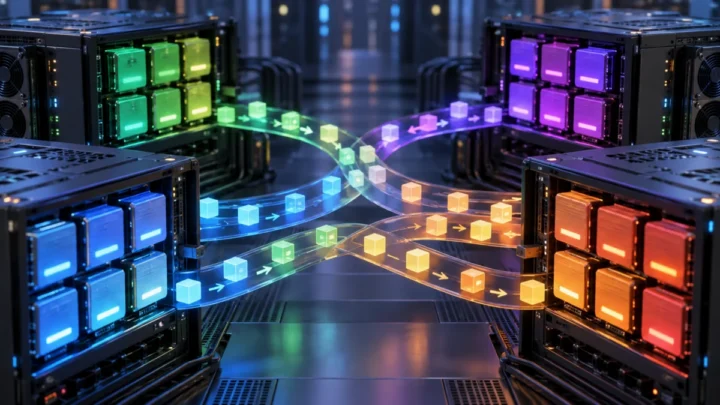 Physical computing hardware arranged to suggest clustered expert processing and reduced data movement.